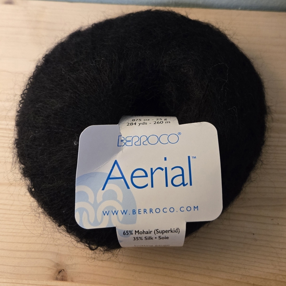 Berroco Aerial Black 3402 Mohair and Silk Yarn 284yds (260m)/25g (0.88oz), Lace
